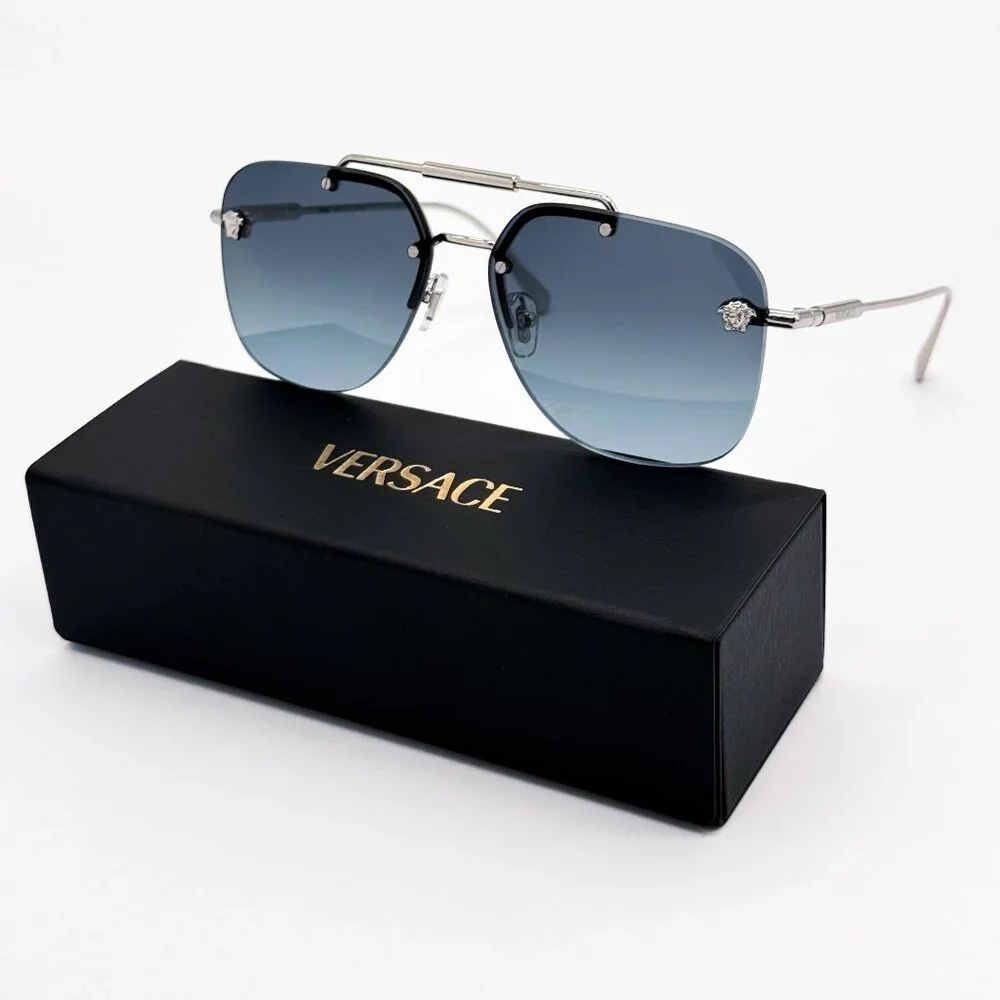NEW VERSACE SUNGLASSES VE2296 1000/V1 SILVER UNISEX EYEWEAR VE2296 1000V1